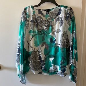 Alfani Women’s Printed Flare Sleeves Printed with Under-top Attached Tops